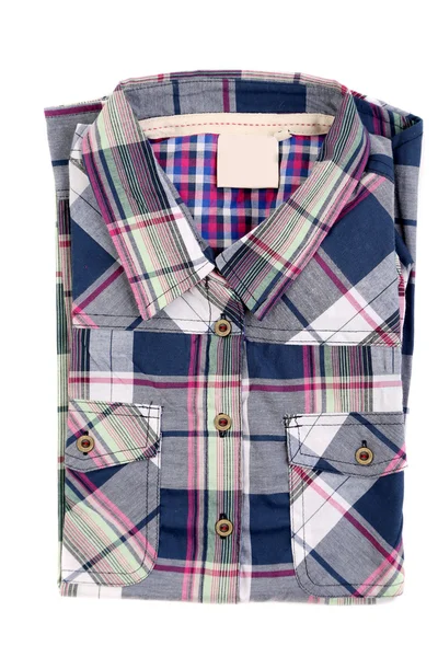 Světlé mnohobarevná kostkovanou košili s límcem. — Stock fotografie