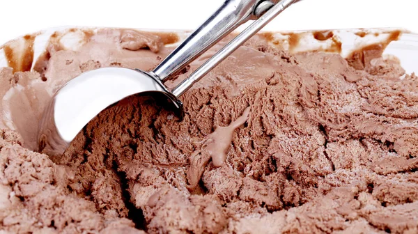 Chocolate ice cream with scoop — Stock Photo, Image