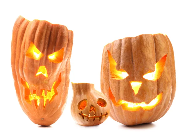 Abóbora de Halloween com rostos malignos assustadores — Fotografia de Stock