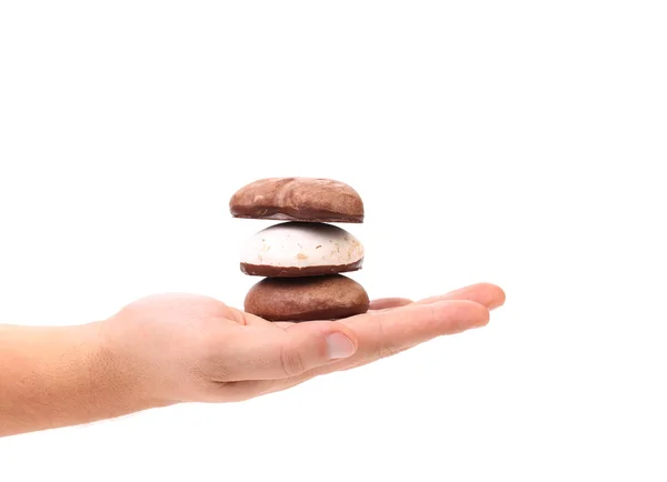 Stack of cookies in hand. — Stock Photo, Image