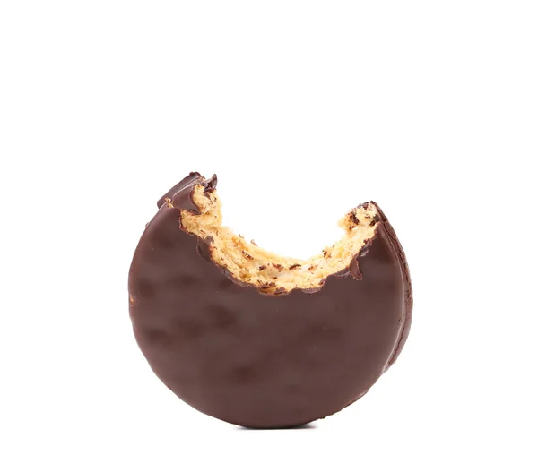 Bitten kex smörgås med choklad. — Stockfoto