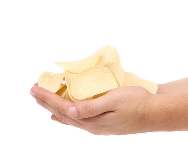 Hand holds potato chips. — Stock Photo, Image