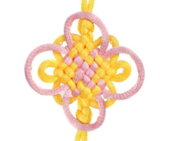 Macrame of yellow and purple lace. — Stock Photo, Image