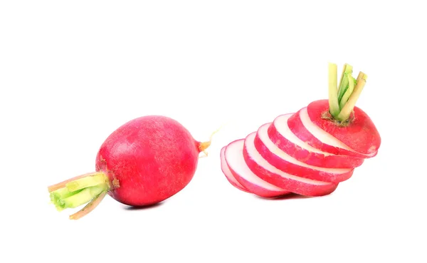 Fresh sliced radish and whole. — Stock Photo, Image