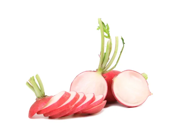 Fresh sliced radish and whole. — Stock Photo, Image