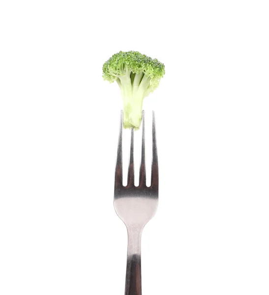 Broccoli freschi sulla forchetta . — Foto Stock