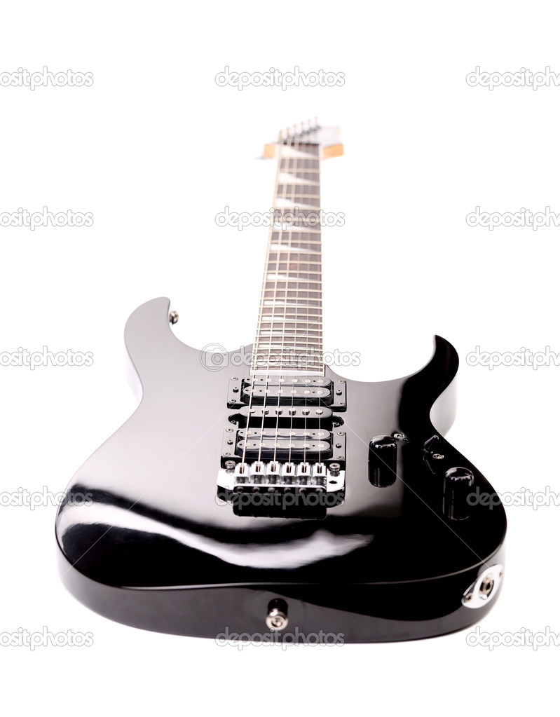 Beautiful black electric guitar.
