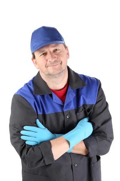 Hombre trabajador sonriendo . — Foto de Stock