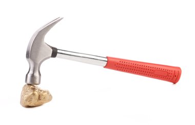 Gold nugget ve çekiç kapat.