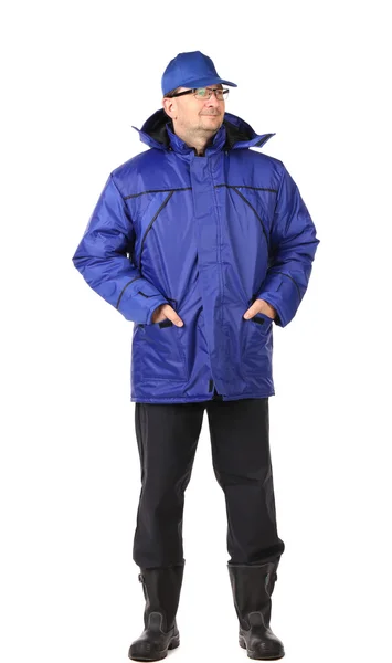 Man in blue winter workwear — Stock Photo, Image