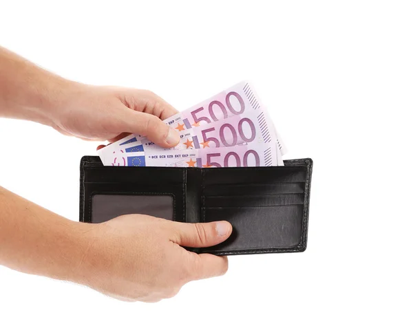 Billetes de quinientos euros en mano . — Foto de Stock