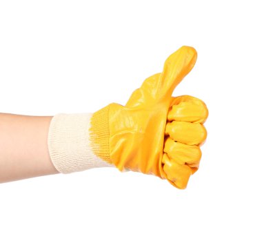 başparmak yukarıya ile portakal lastik eldiven