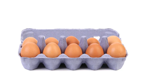 Bruin eieren in ei vak. — Stockfoto