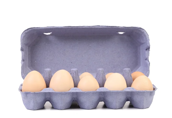 White eggs in egg box. — Stock Photo, Image