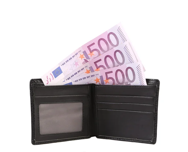 Portafoglio con cinquecento banconote in euro — Foto Stock