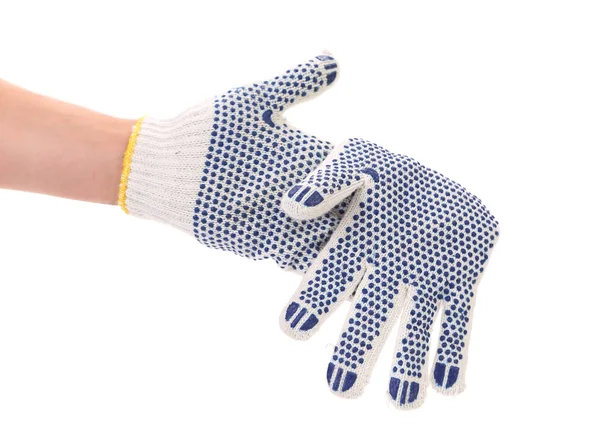Thin work glove with blue pimple. — Stock Photo, Image