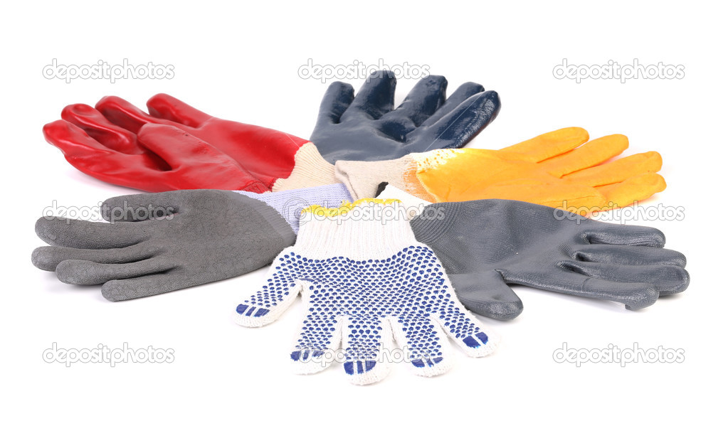 Different gloves in circle.