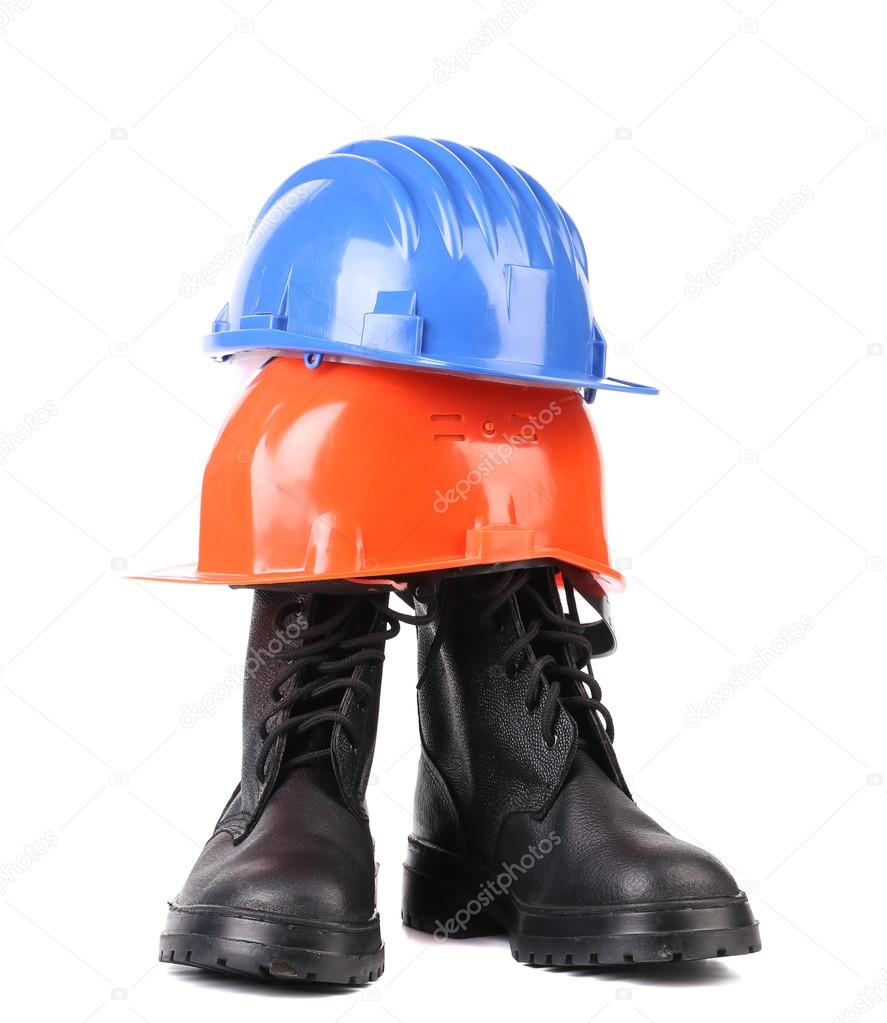 Hard hat and working boots.