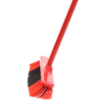 Close up of red black broom. clipart
