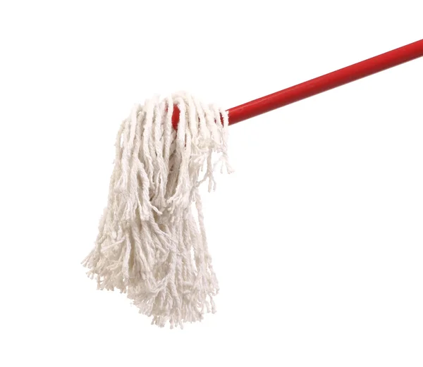 Closeup červeně mop pro čištění. — Stock fotografie