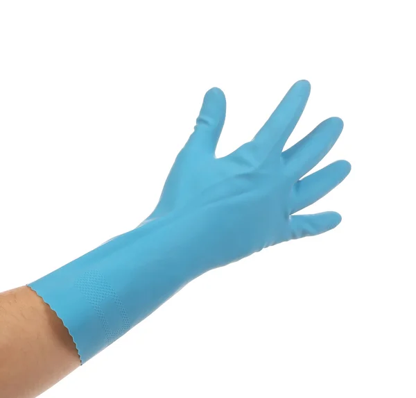 Temizlik için mavi lateks eldiven. — Stok fotoğraf