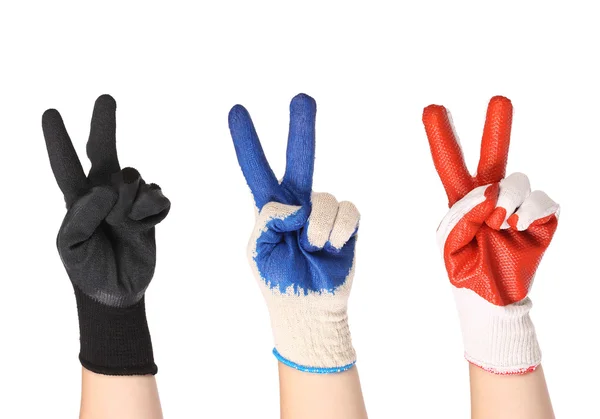 Working hands in gloves — Stock Photo, Image