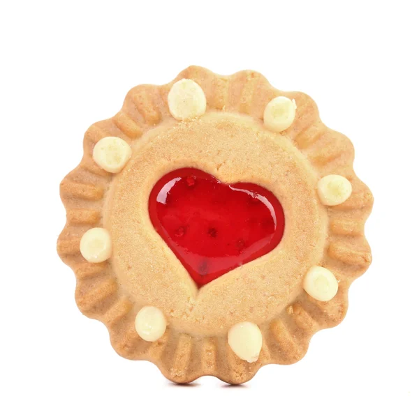 Heart shaped strawberry biscuit close up — Stock Photo, Image