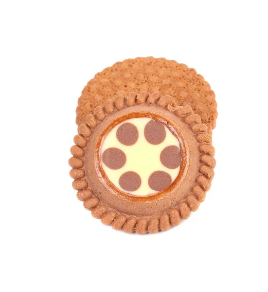 Biscuits au chocolat brun avec garniture crème — Photo