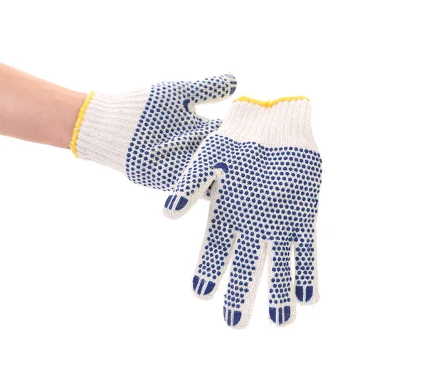 Thin work glove with blue pimple. — Stock Photo, Image