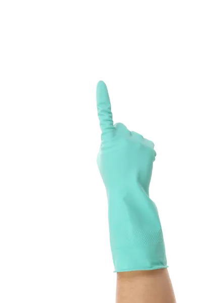 Hand shows one in rubber glove. — Stock Photo, Image