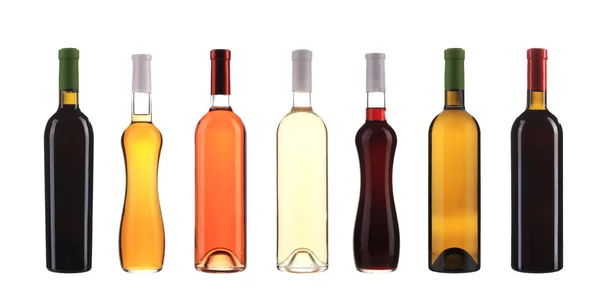 Collection of wine bottles in row. — Stock Photo, Image