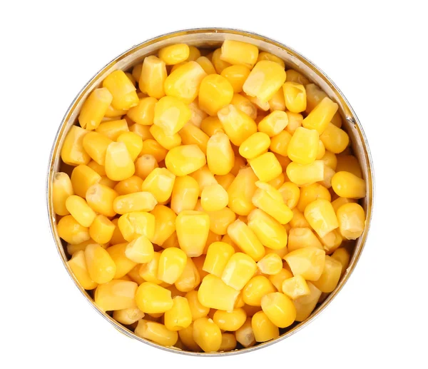 Färsk majs i kan. — Stockfoto
