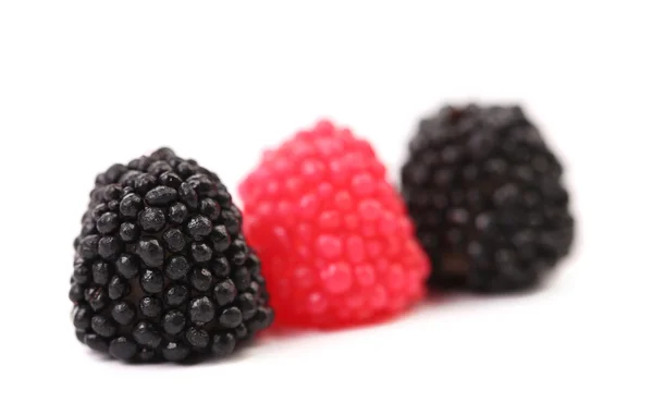 Drie jelly vruchten in de vorm van bessen snoep. — Stockfoto