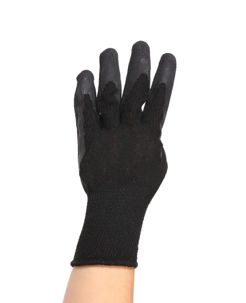 Hand in gloves shows four. — Stock Photo, Image
