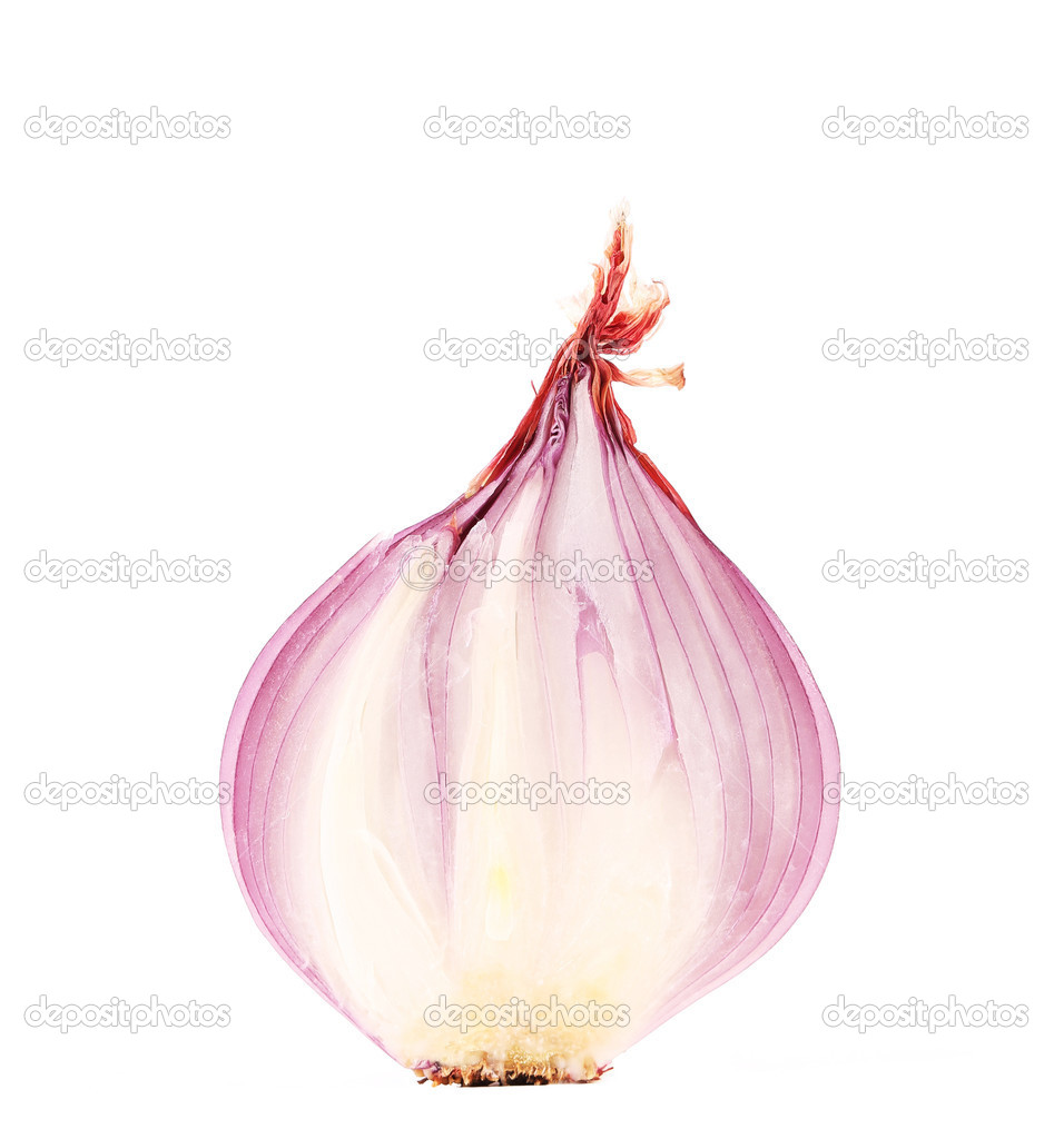 Close up of red onions half.