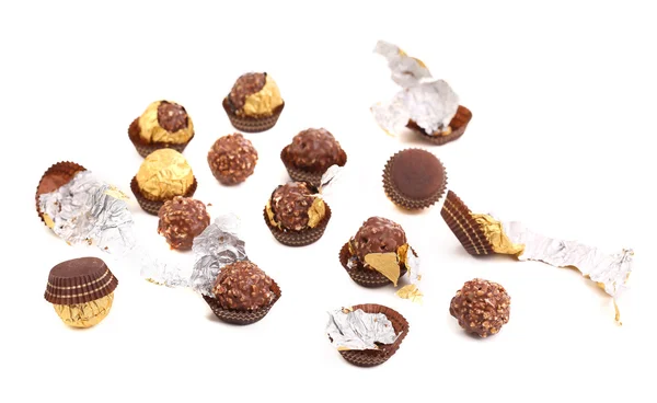 Bos van chocolade gouden bonbons. — Stockfoto