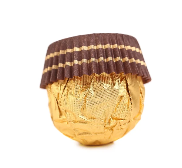 Close up van chocolade gouden bonbon. — Stockfoto