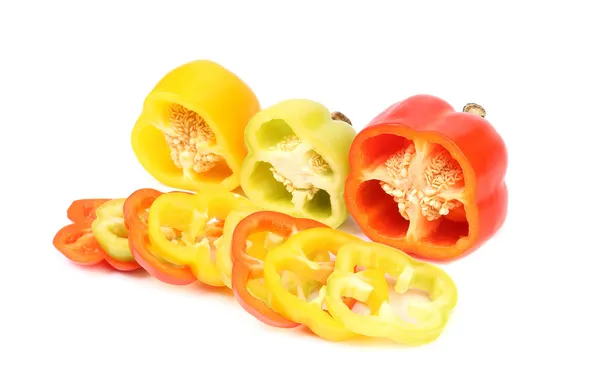 Three half of bell pepper and slices. — Stock Photo, Image