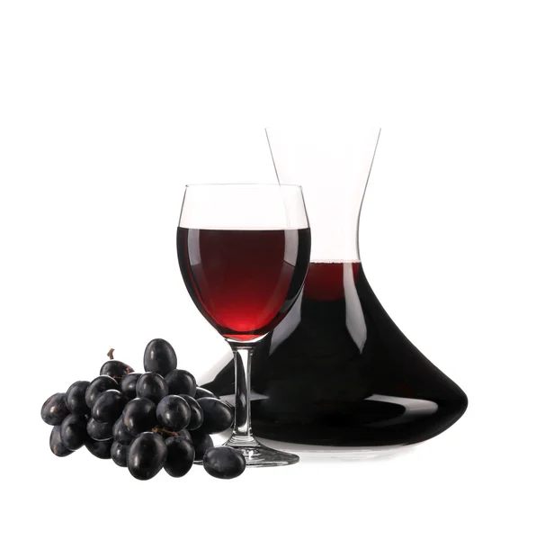 Karaf en glas met rode wijn — Stockfoto