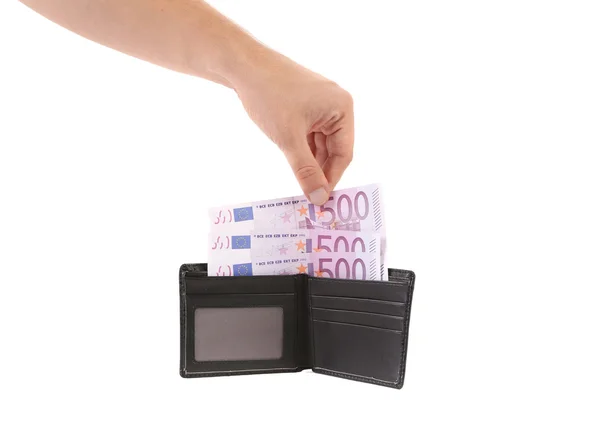 Billetes de quinientos euros en mano . — Foto de Stock