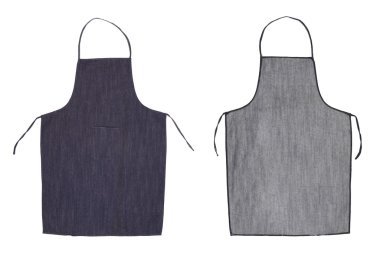 Kitchen blue apron. Front and back view clipart