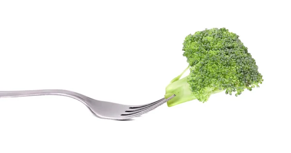Frischer Brokkoli auf einer Gabel — Stockfoto