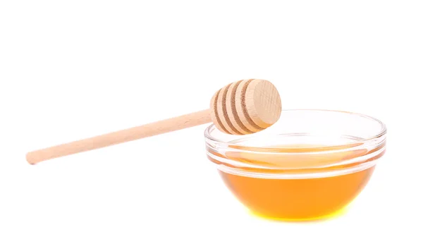 Miele d'api con paletta in legno — Foto Stock