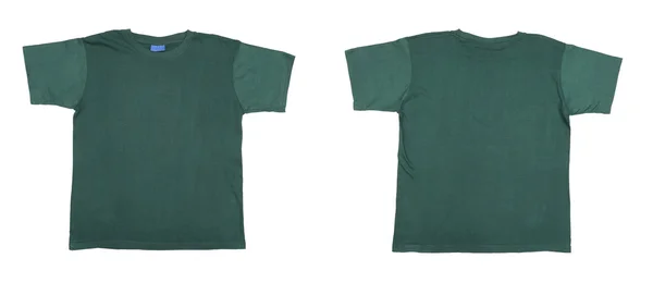 Blue green t-shirt front and back view — Stock Photo, Image