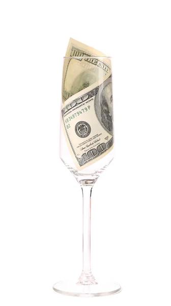 One hundred dollar banknote in the glass — Stock Photo, Image