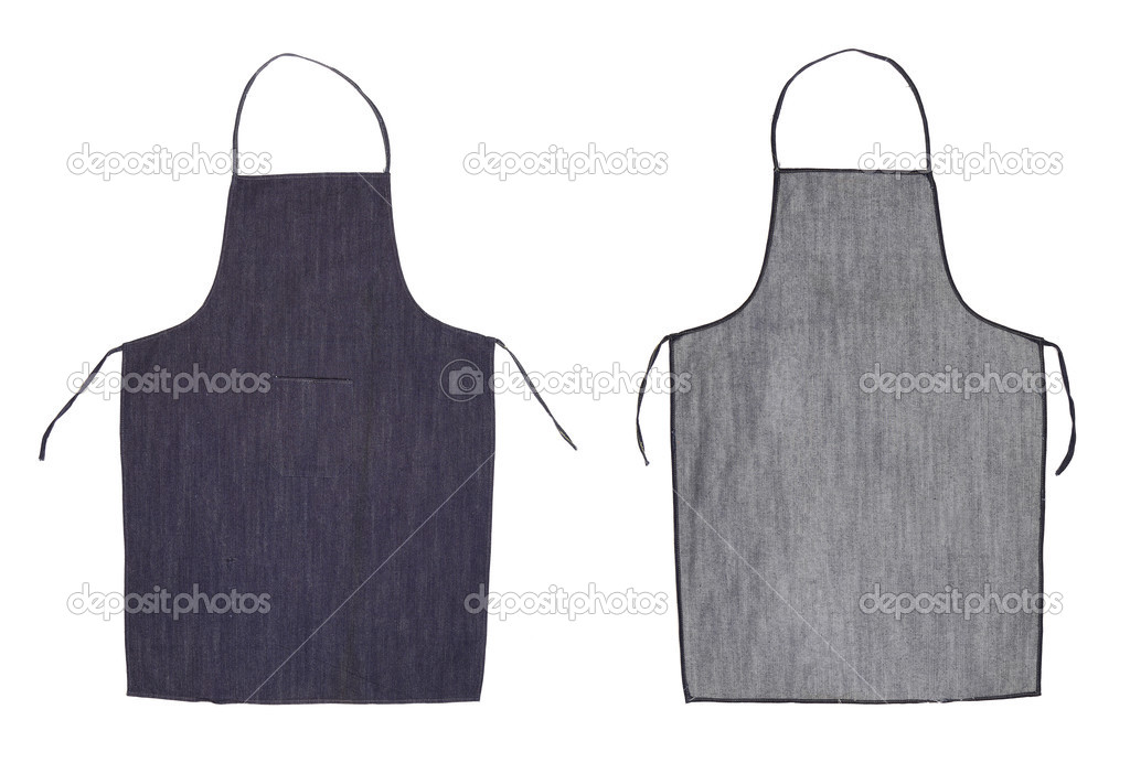Kitchen blue apron. Front and back view