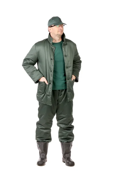 Człowiek w zielone ubrania — Zdjęcie stockowe
