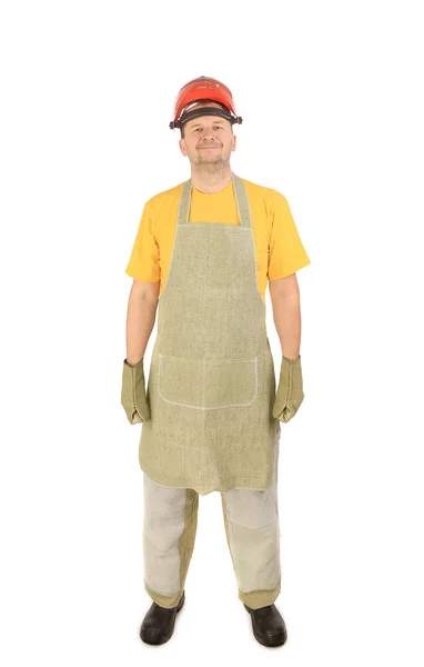Welder with apron — Stock Photo, Image