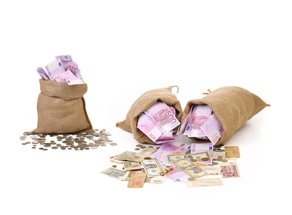 Sok pénzzel három táskák. — Stock Fotó