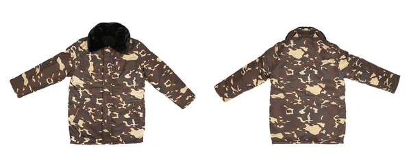 Camouflage Winterjacke mit schwarzem Kragen. — Stockfoto